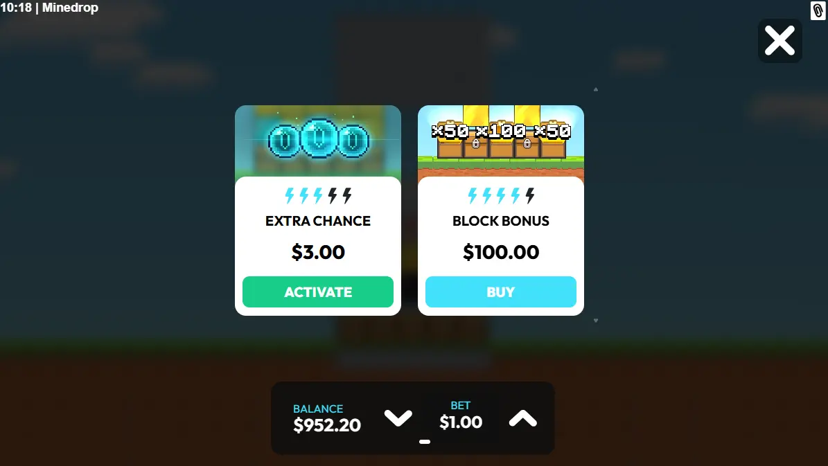 Экран Bonus Buy в Mine Drop 2